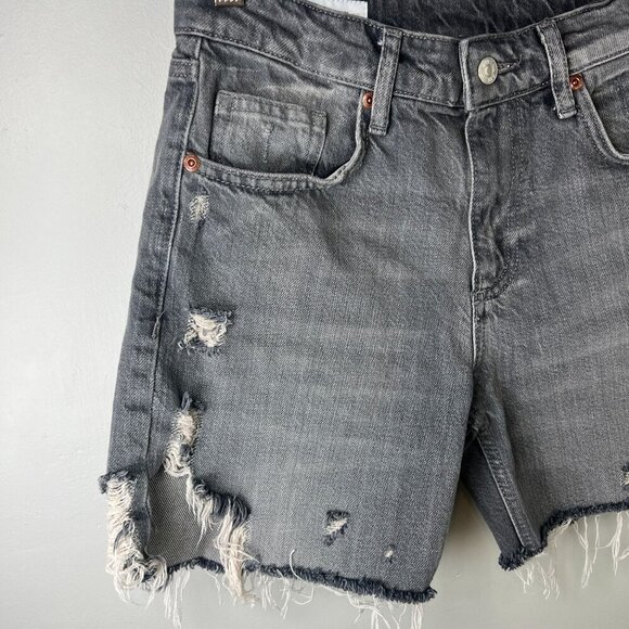 Zara Womens Boyfriend Jean Short Sz 4US Gray Distressed Destructed - Picture 3 of 10
